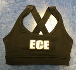 Sports Bra Black and Grey with Bling/White Logo
