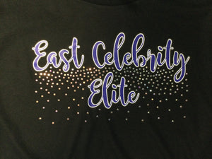 ECE Crop Black with Blue and Bling Logo