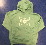 Sweatshirt Hooded Youth Green with White Logo