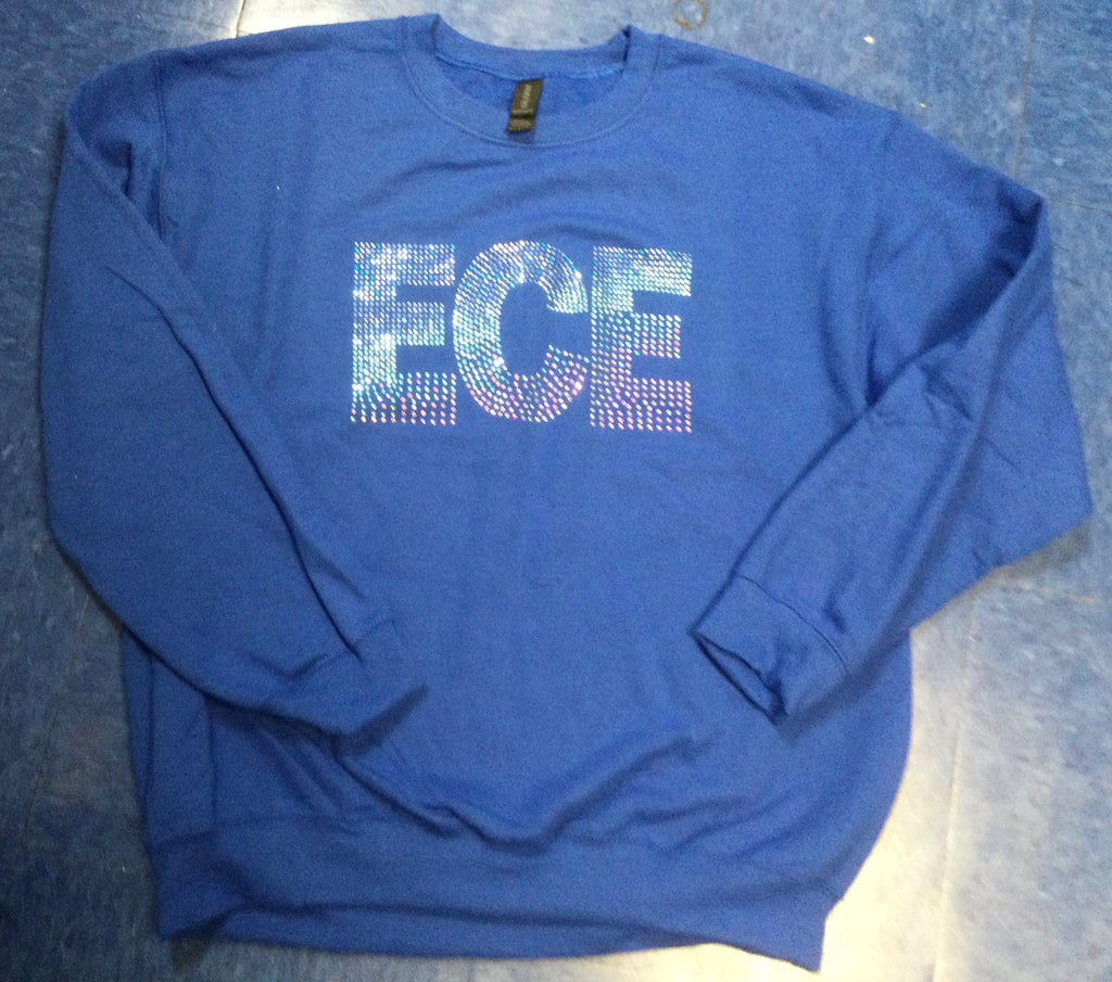 ECE Blue Crewneck Sweatshirt with Umbre Blue Logo