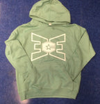 Sweatshirt Hooded Youth Green with Sparkle Logo