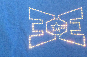 T-Shirt V-Neck Blue with White/Bling Logo