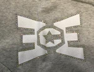 ECE Hooded Zip Up Crop Grey White/Bling Logo