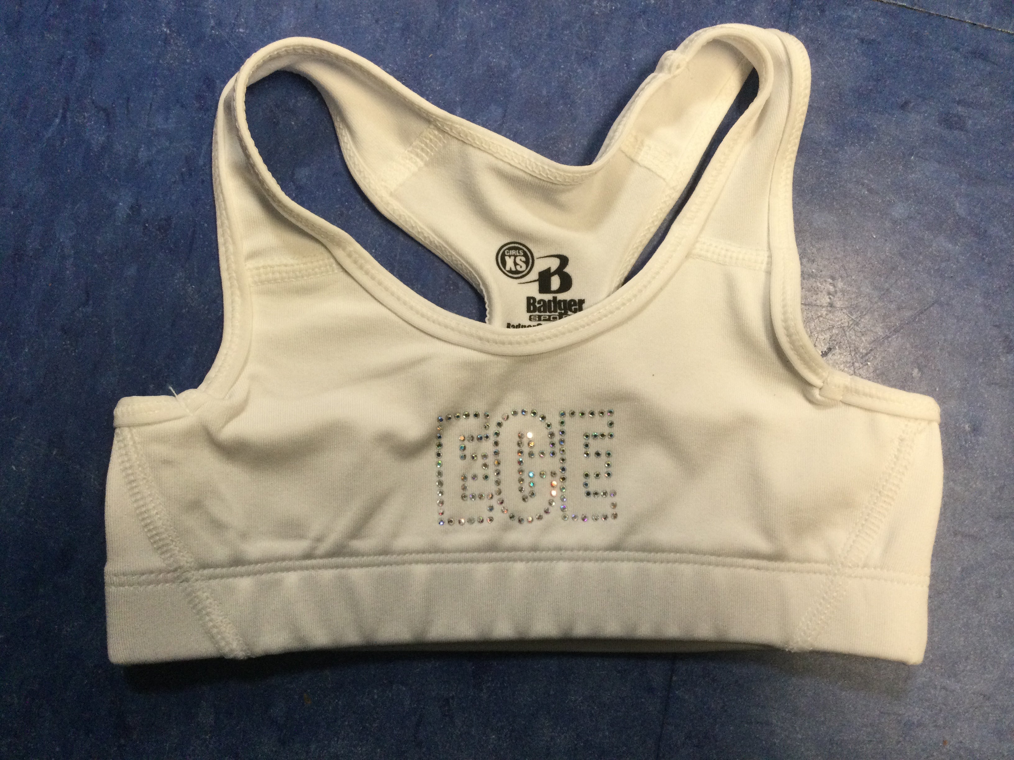 ECE Youth Sports Bra White with Bling Logo