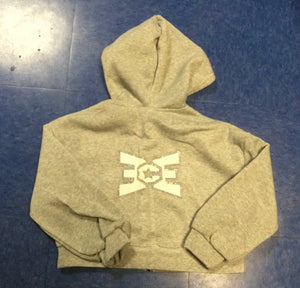 ECE Hooded Zip Up Crop Grey White/Bling Logo