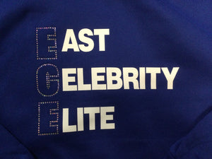 ECE Adult Crop Zip Up White and Bling Logo