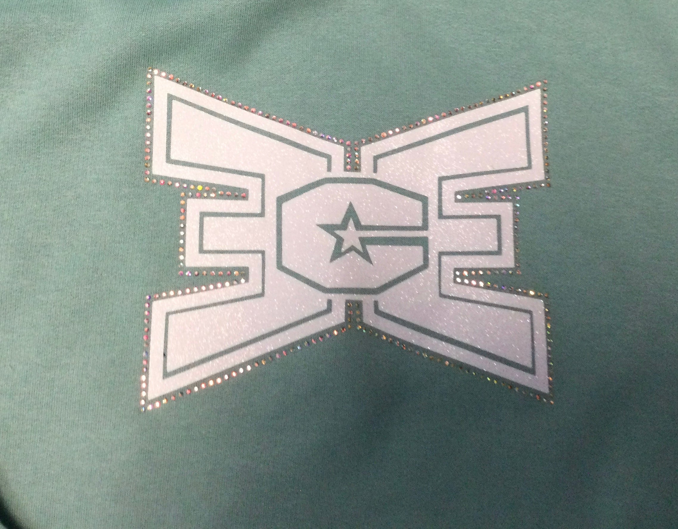 Sweatshirt Hooded Youth Green with Bling Logo