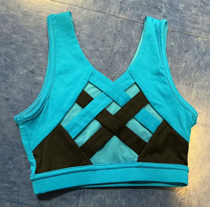 Sports Bra Aqua with Bling Logo