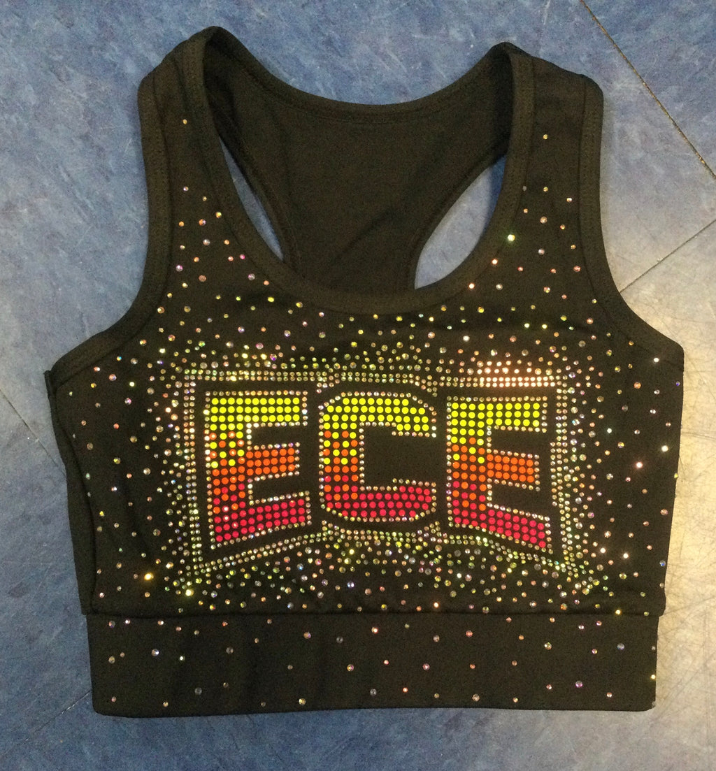 Sports Bra Black with Neon Bling Logo