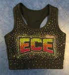 Sports Bra Black with Neon Bling Logo