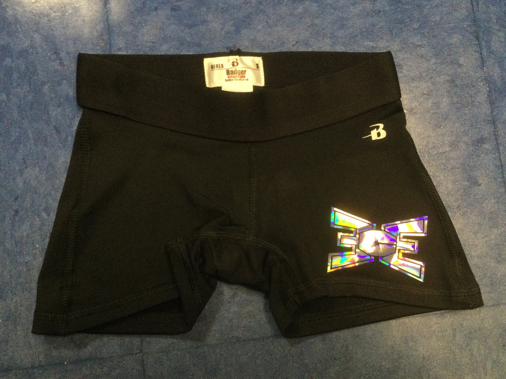 Shorts Black with Silver Shiny Logo