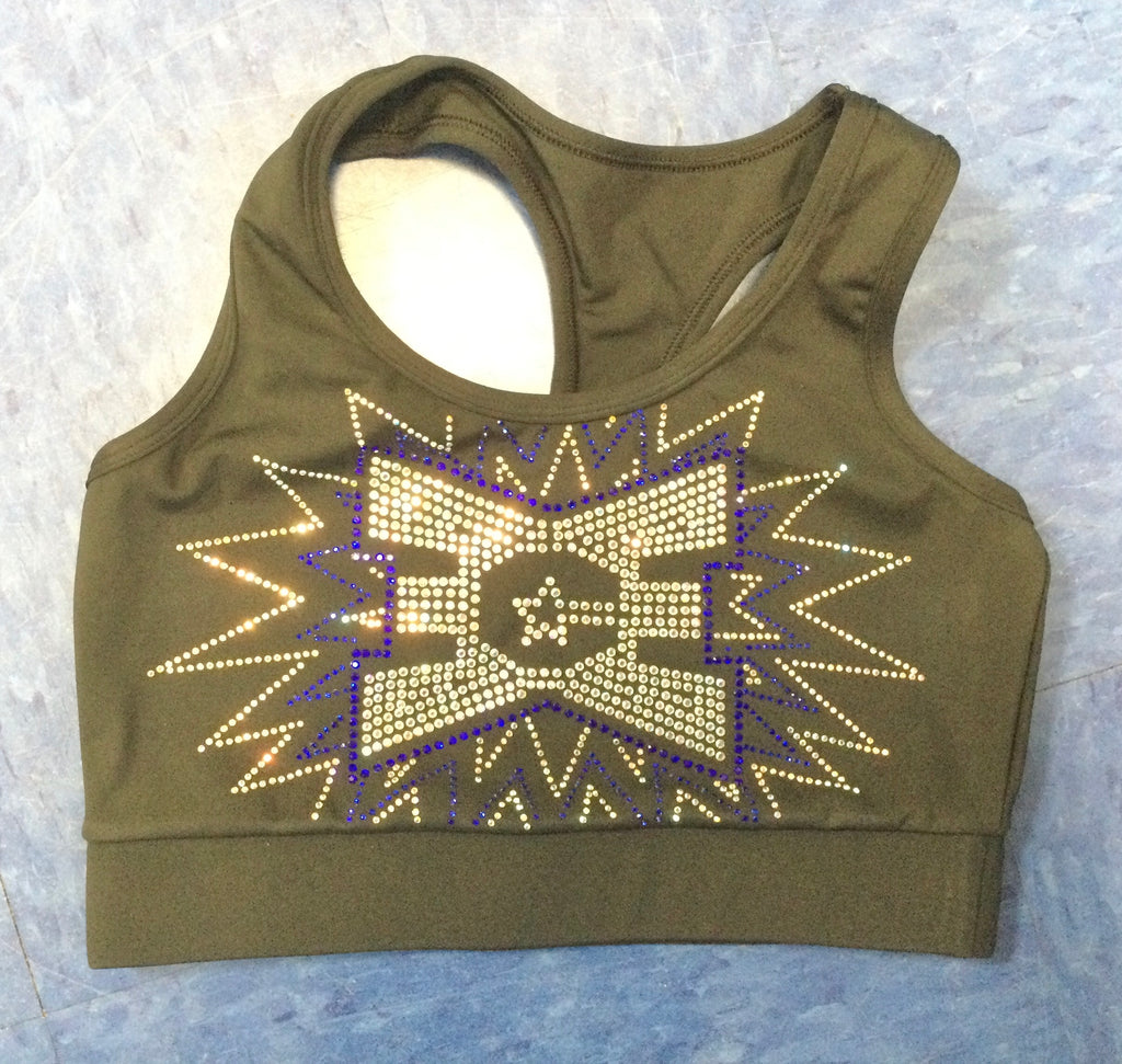 ECE Sports Bra Black with Blue/White Bling
