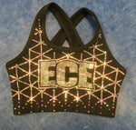 Sports Bra Practice  Black with Black Bling Logo