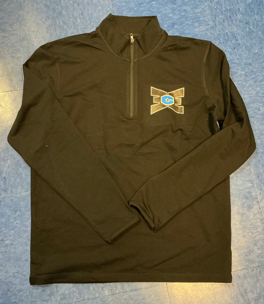 1/4 Zip long Sleeve Black with Black/Blue Logo