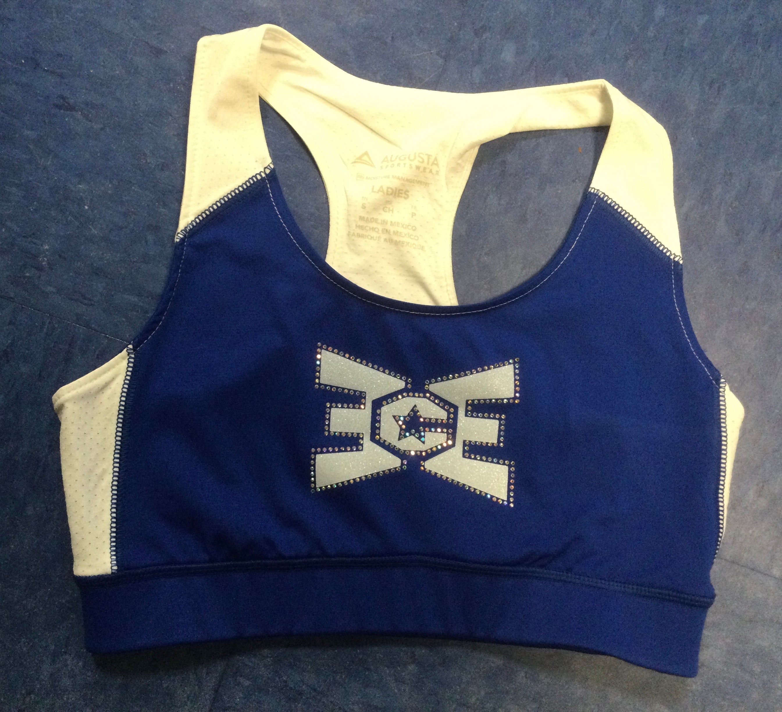 Sports Bra Blue/White Bling Logo