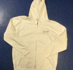 Hooded Zip Up White With Bling Logo