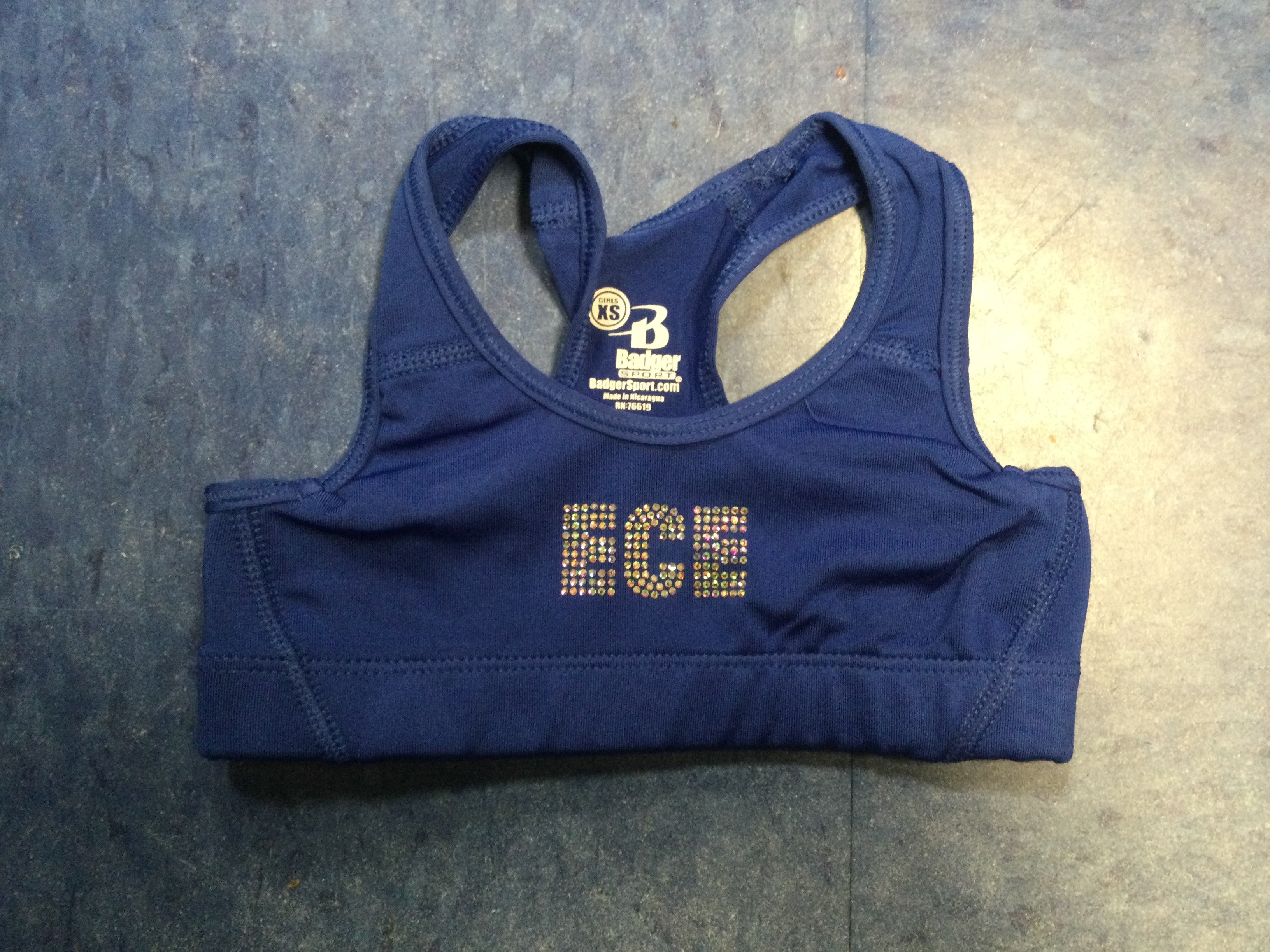 Sports Bra Youth Blue with Bling Logo