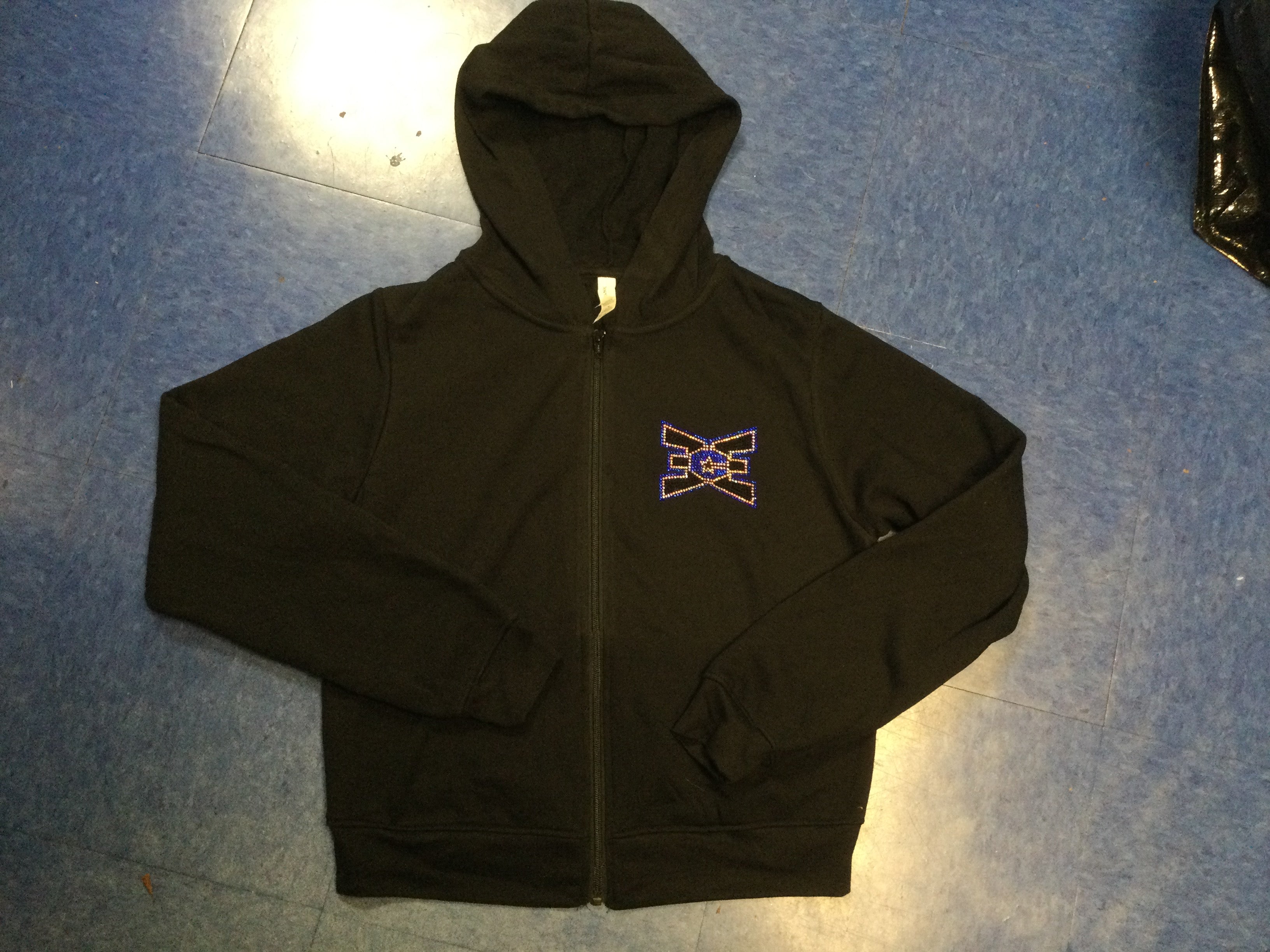 ECE Adult Hooded Zip Up Black with Bling Logo