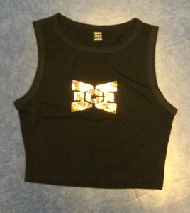 ECE Tank Crop Black with Bling Logo