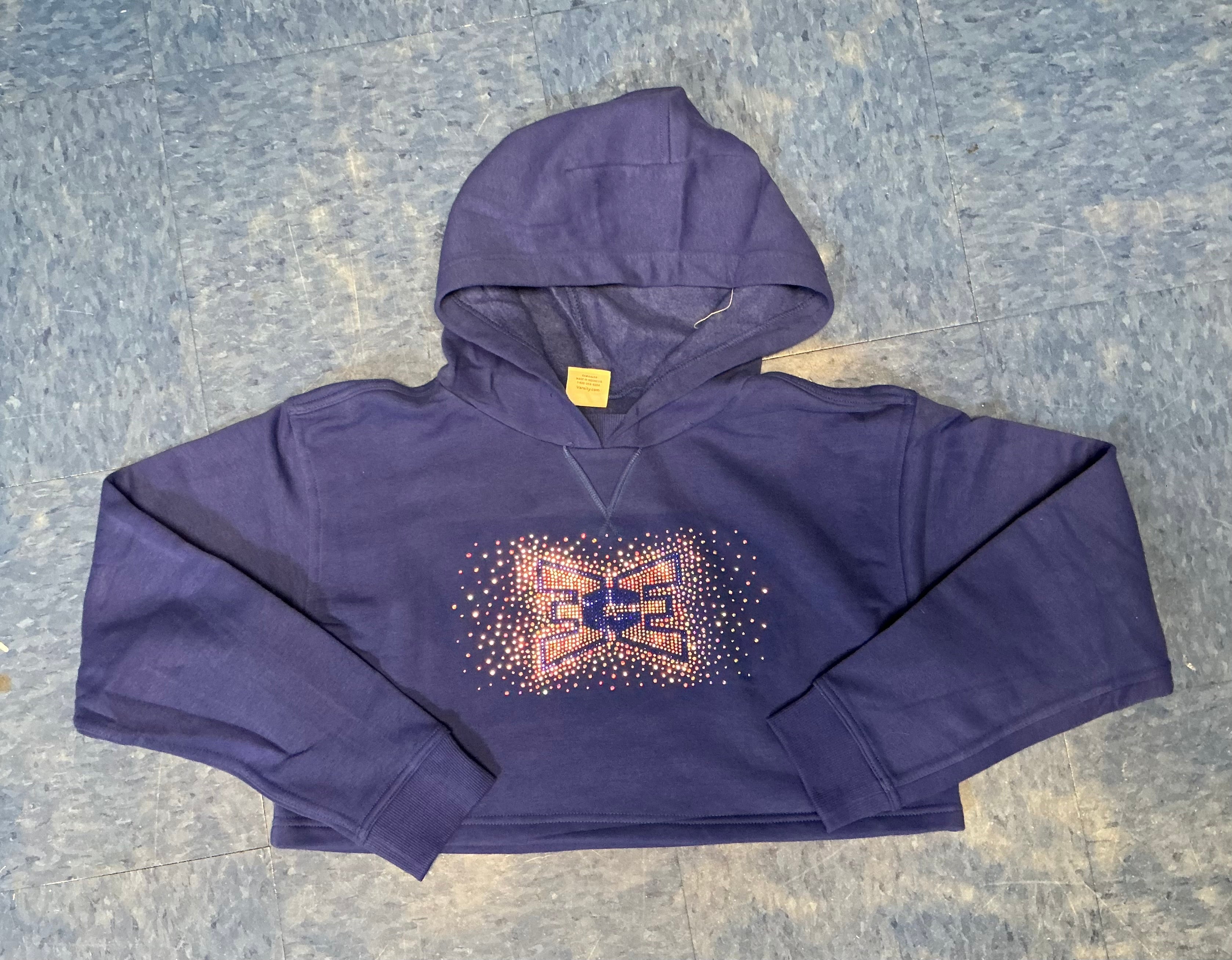 Sweatshirt CROP Royal Blue with Bling Logo