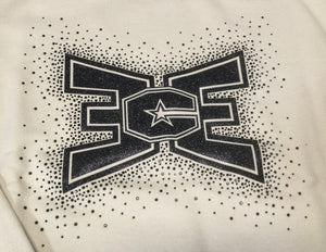 Crewneck Creme Sweatshirt with Black Sparkle Logo
