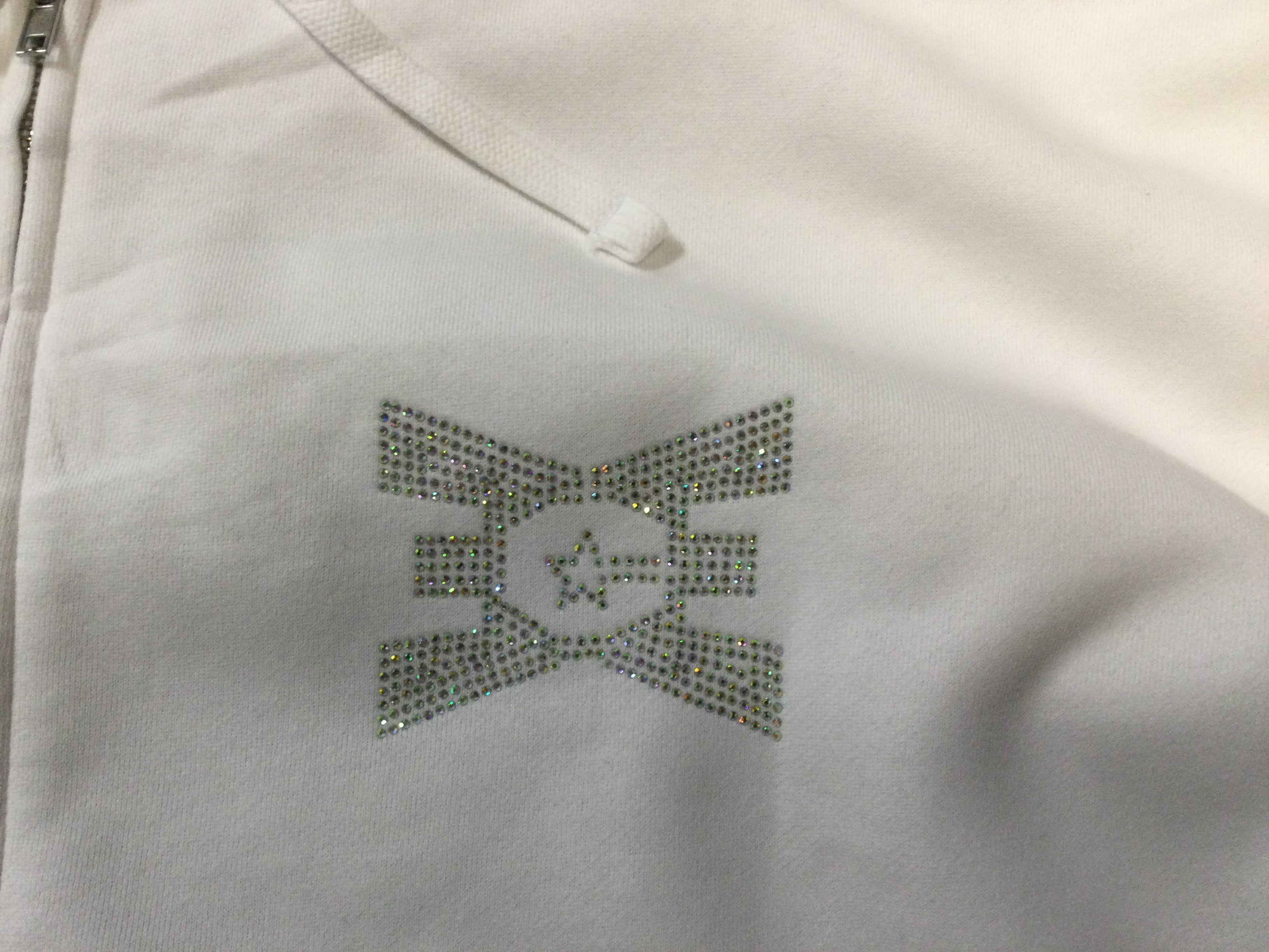 Hooded Zip Up White With Bling Logo