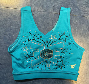 Sports Bra Aqua with Bling Logo