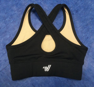 Sports Bra Practice  Black with Black Bling Logo