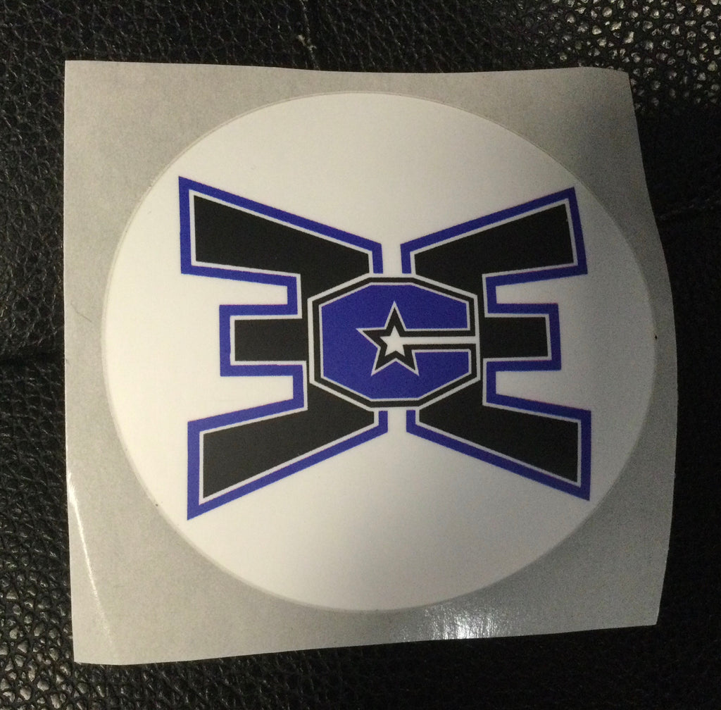 Sticker White with Black/Blue Logo
