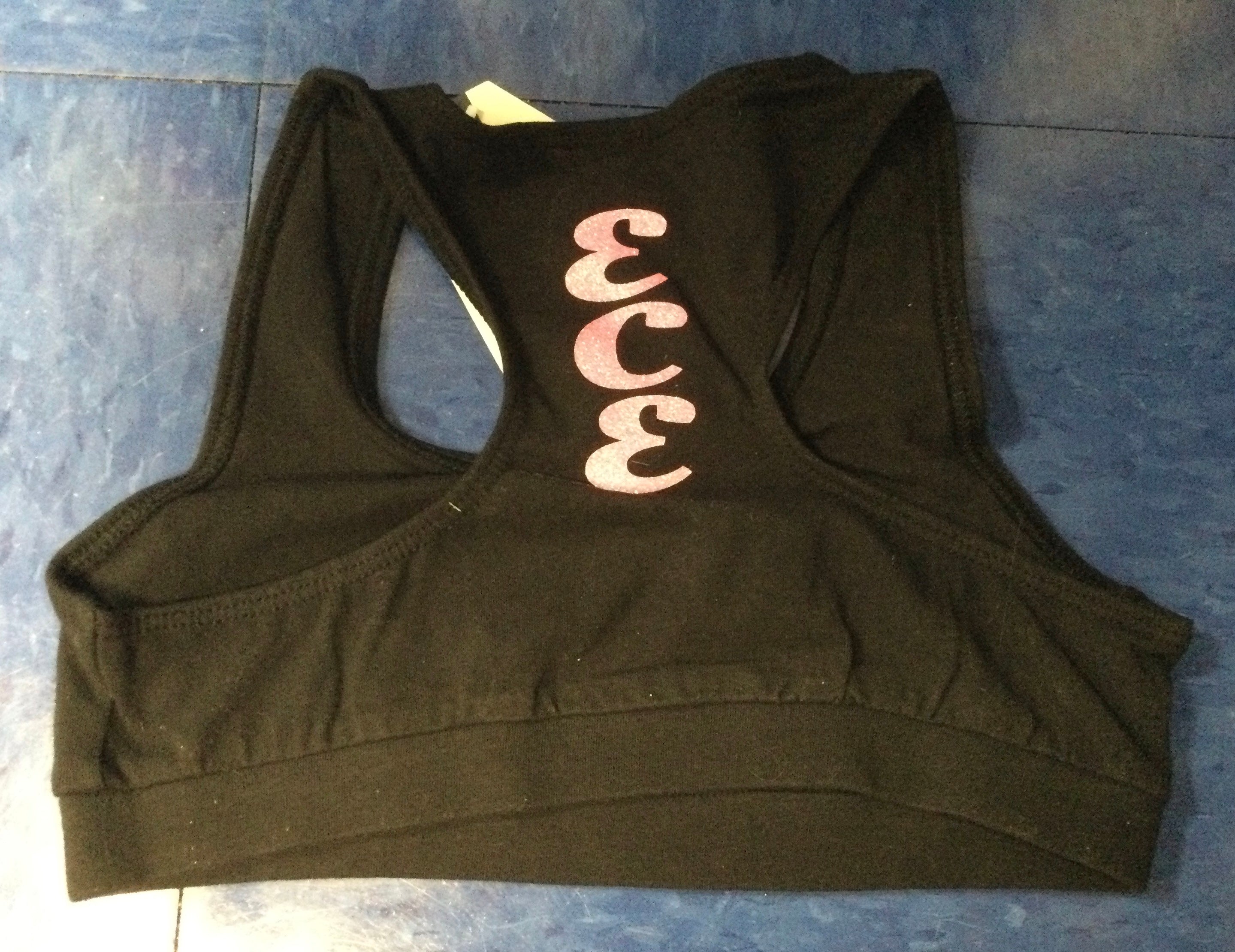 ECE Sports Bra Black with Sparkle Pink Logo