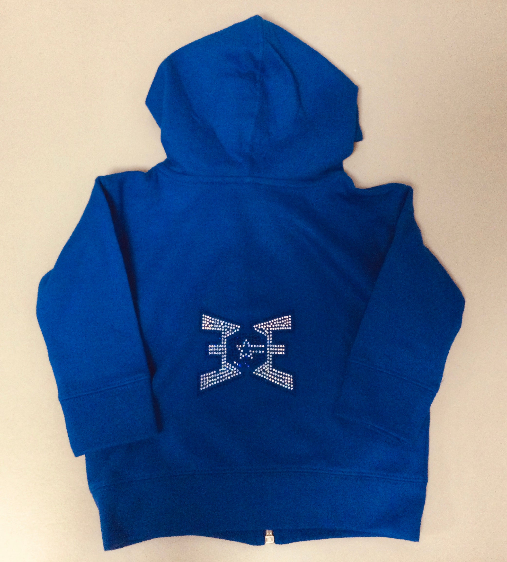 Baby Zip Up Hooded Sweatshirt Blue with Bling Logo