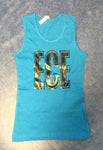 Tank Top Youth Teal Blue with Black Glossy Logo