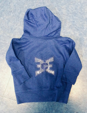 Baby Hooded Sweatshirt Zip Up Blue with Bling Logo